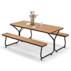 Ensemble table de pique-nique et banc Costway 6 pieds en PEHD robuste pour l'extérieur - Voir les détails