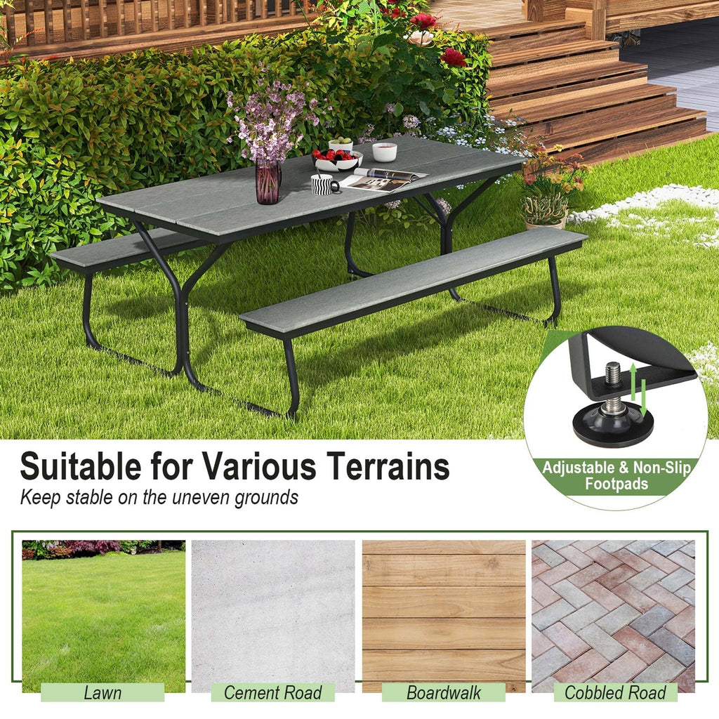 Ensemble table de pique-nique et banc Costway 6 pieds en PEHD robuste pour l'extérieur - Voir les détails