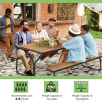 Ensemble table de pique-nique et banc Costway 6 pieds en PEHD robuste pour l'extérieur - Voir les détails