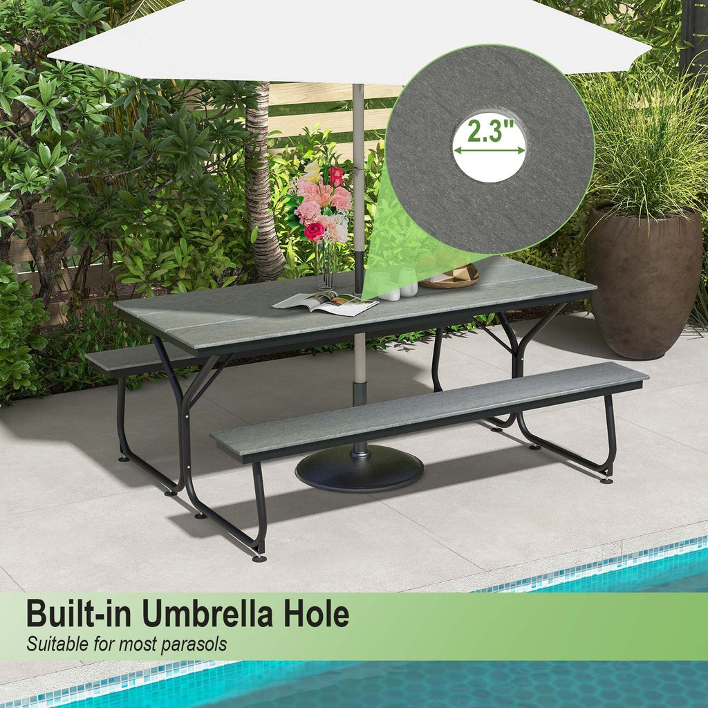 Ensemble table de pique-nique et banc Costway 6 pieds en PEHD robuste pour l'extérieur - Voir les détails