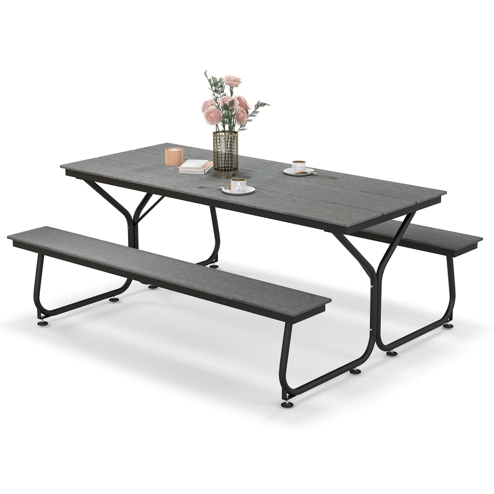 Ensemble table de pique-nique et banc Costway 6 pieds en PEHD robuste pour l'extérieur - Voir les détails