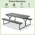 Ensemble table de pique-nique et banc Costway 6 pieds en PEHD robuste pour l'extérieur - Voir les détails