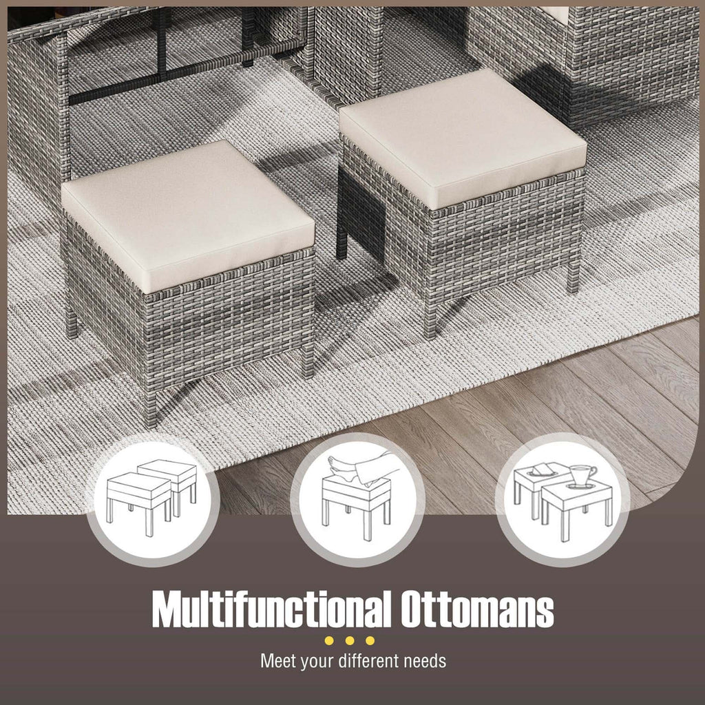 Ensemble de meubles de salle à manger et de jardin Costway 7 pièces, canapé sectionnel en rotin synthétique - Voir les détails