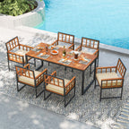 Ensemble de salle à manger d'extérieur Costway 7 pièces en bois d'acacia avec revêtement doux - Voir les détails