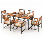 Ensemble de salle à manger d'extérieur Costway 7 pièces en bois d'acacia avec revêtement doux - Voir les détails