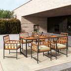 Ensemble de salle à manger d'extérieur Costway 7 pièces en bois d'acacia avec revêtement doux - Voir les détails