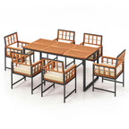 Ensemble de salle à manger d'extérieur Costway 7 pièces en bois d'acacia avec revêtement doux - Voir les détails