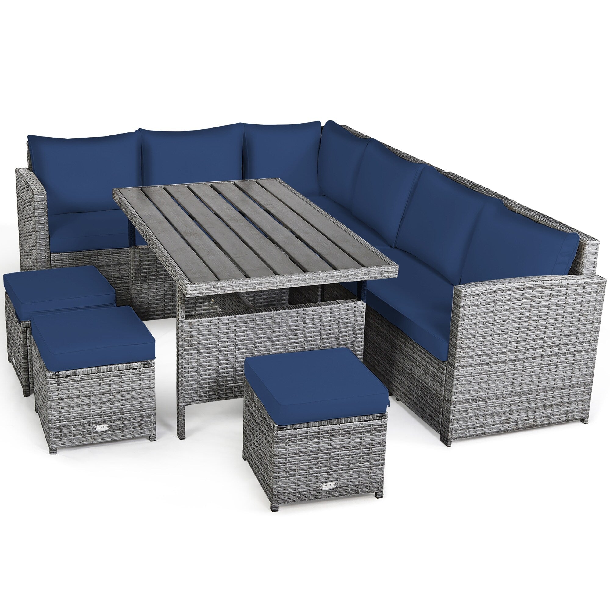 Ensemble de salle à manger en rotin Costway 7 pièces avec canapé sectionnel et pouf - Voir les détails