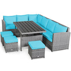 Ensemble de salle à manger en rotin Costway 7 pièces avec canapé sectionnel et pouf - Voir les détails
