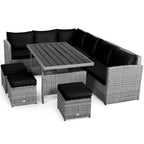 Ensemble de salle à manger en rotin Costway 7 pièces avec canapé sectionnel et pouf - Voir les détails