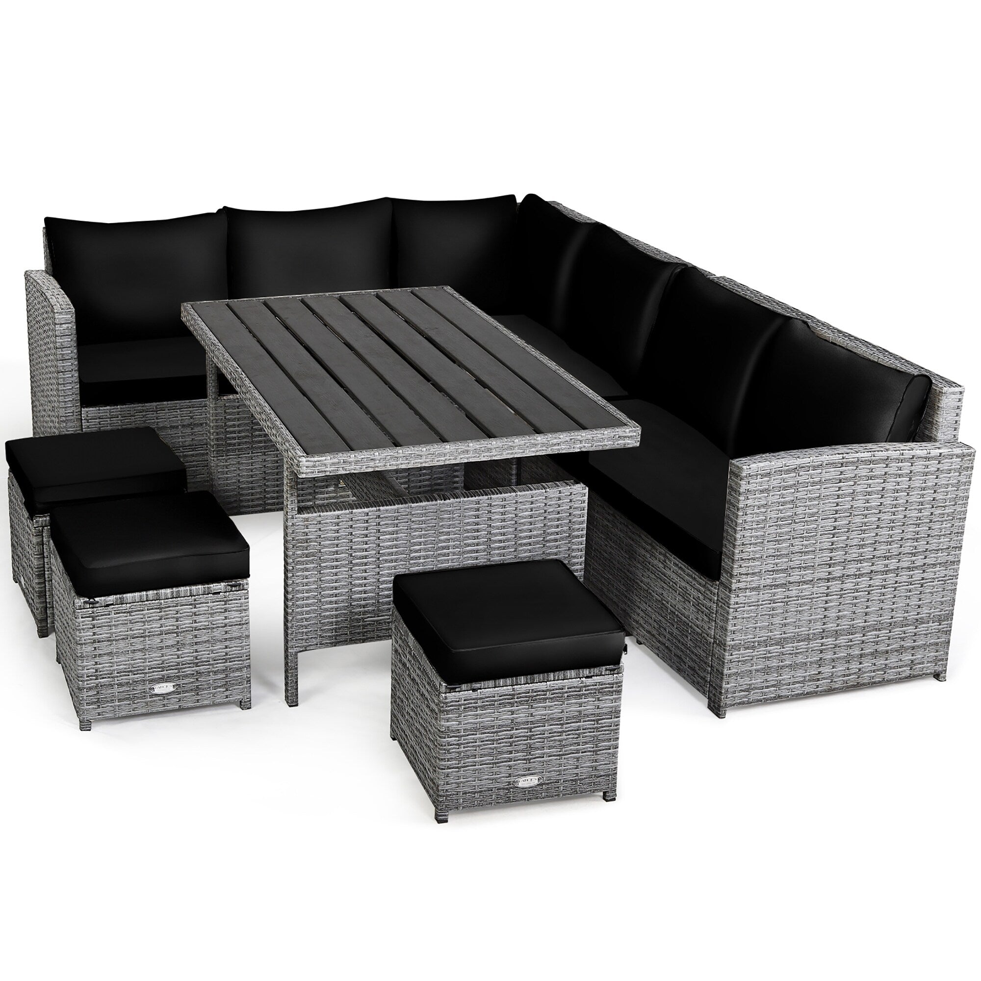 Ensemble de salle à manger en rotin Costway 7 pièces avec canapé sectionnel et pouf - Voir les détails