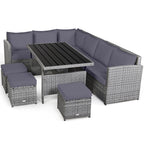 Ensemble de salle à manger en rotin Costway 7 pièces avec canapé sectionnel et pouf - Voir les détails