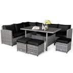 Ensemble de salle à manger en rotin Costway 7 pièces avec canapé sectionnel et pouf - Voir les détails