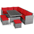 Ensemble de salle à manger en rotin Costway 7 pièces avec canapé sectionnel et pouf - Voir les détails
