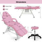Lit de massage Costway 72 avec tabouret hydraulique, dossier réglable et