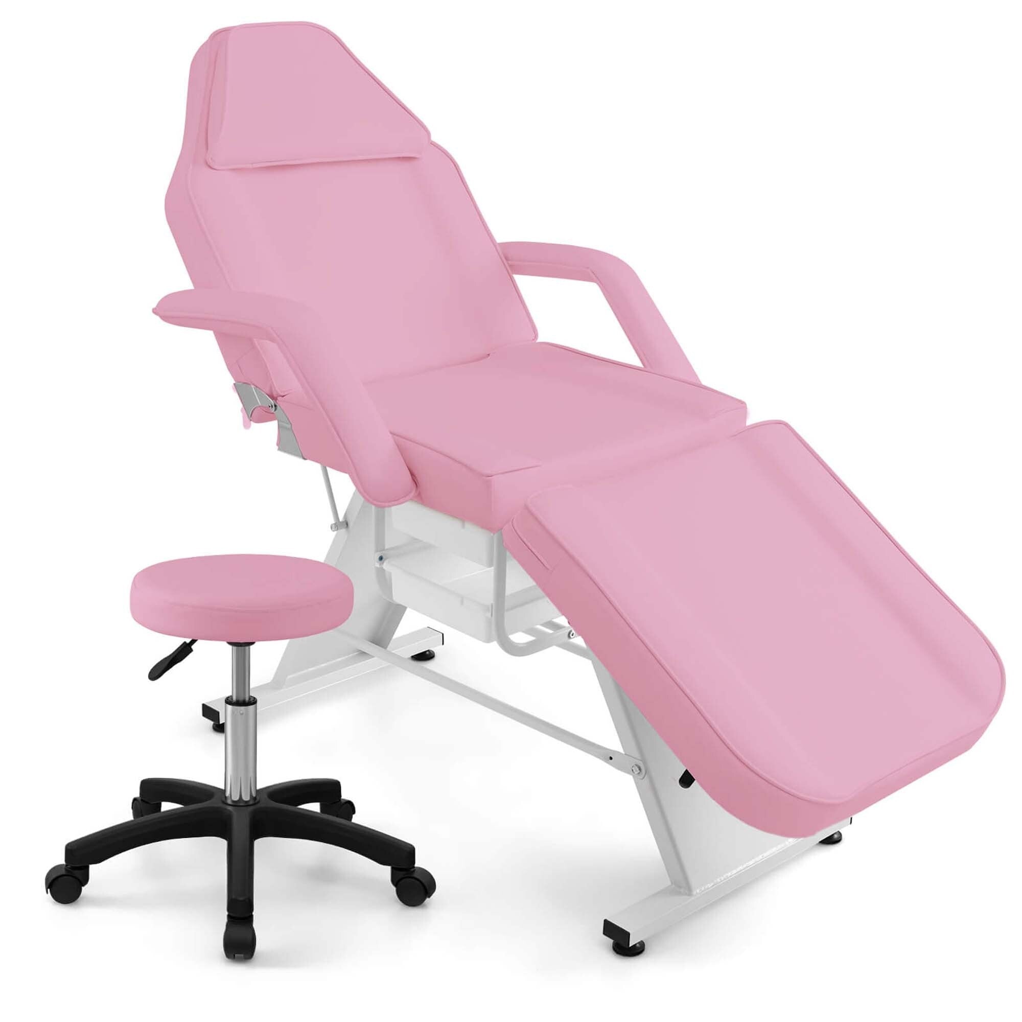 Lit de massage Costway 72 avec tabouret hydraulique, dossier réglable et