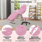 Lit de massage Costway 72 avec tabouret hydraulique, dossier réglable et