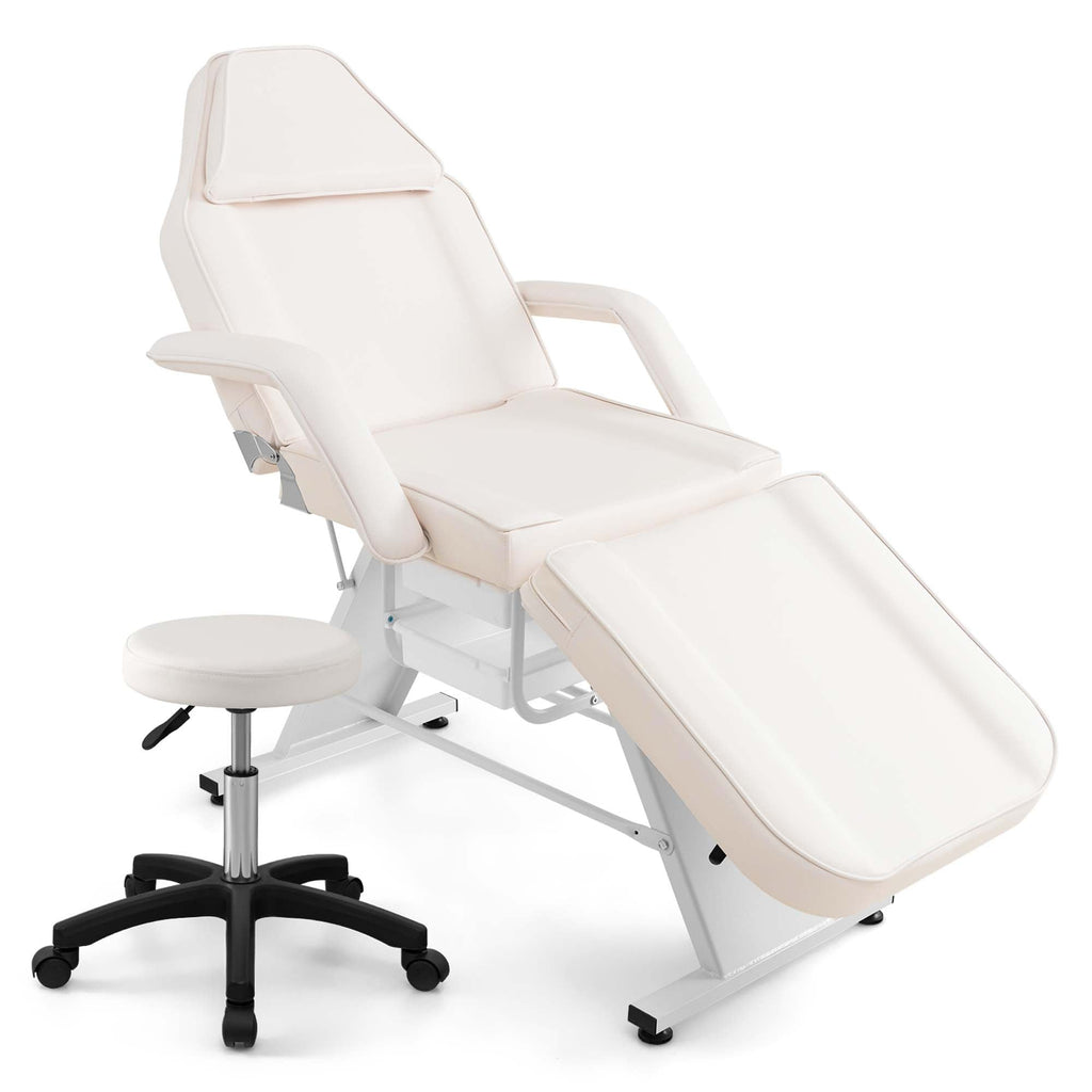 Lit de massage Costway 72 avec tabouret hydraulique, dossier réglable et