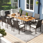 Ensemble de salle à manger d'extérieur Costway 9 pièces, avec 8 fauteuils et bois d'acacia - Voir les détails