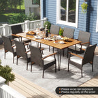 Ensemble de salle à manger d'extérieur Costway 9 pièces, avec 8 fauteuils et bois d'acacia - Voir les détails