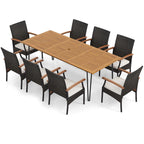 Ensemble de salle à manger d'extérieur Costway 9 pièces, avec 8 fauteuils et bois d'acacia - Voir les détails