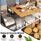 Ensemble de salle à manger d'extérieur Costway 9 pièces, avec 8 fauteuils et bois d'acacia - Voir les détails