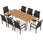 Ensemble de salle à manger d'extérieur Costway 9 pièces, avec 8 fauteuils et bois d'acacia - Voir les détails