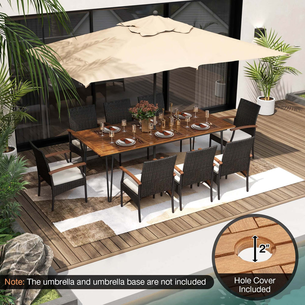 Ensemble de salle à manger d'extérieur Costway 9 pièces, avec 8 fauteuils et bois d'acacia - Voir les détails