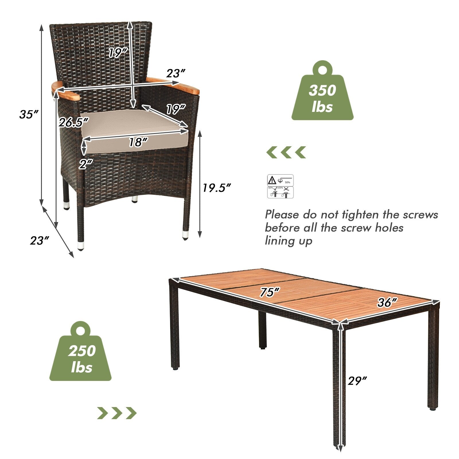 Ensemble de salle à manger en rotin Costway 9 pièces avec 8 chaises empilables et coussinées - Ensembles de 9 pièces
