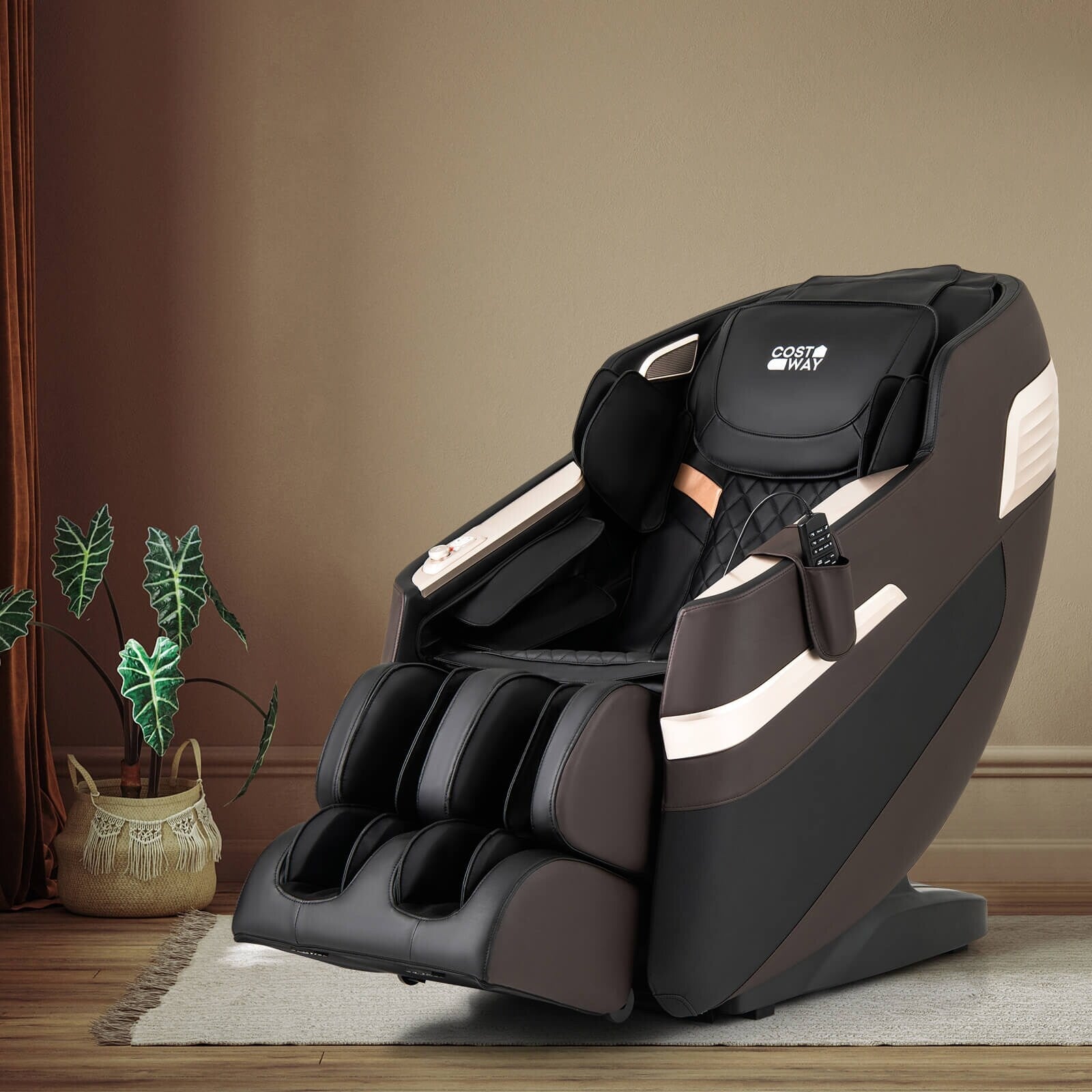 Fauteuil de massage complet Costway avec coussins gonflables, chauffe-taille et rouleaux pour les pieds