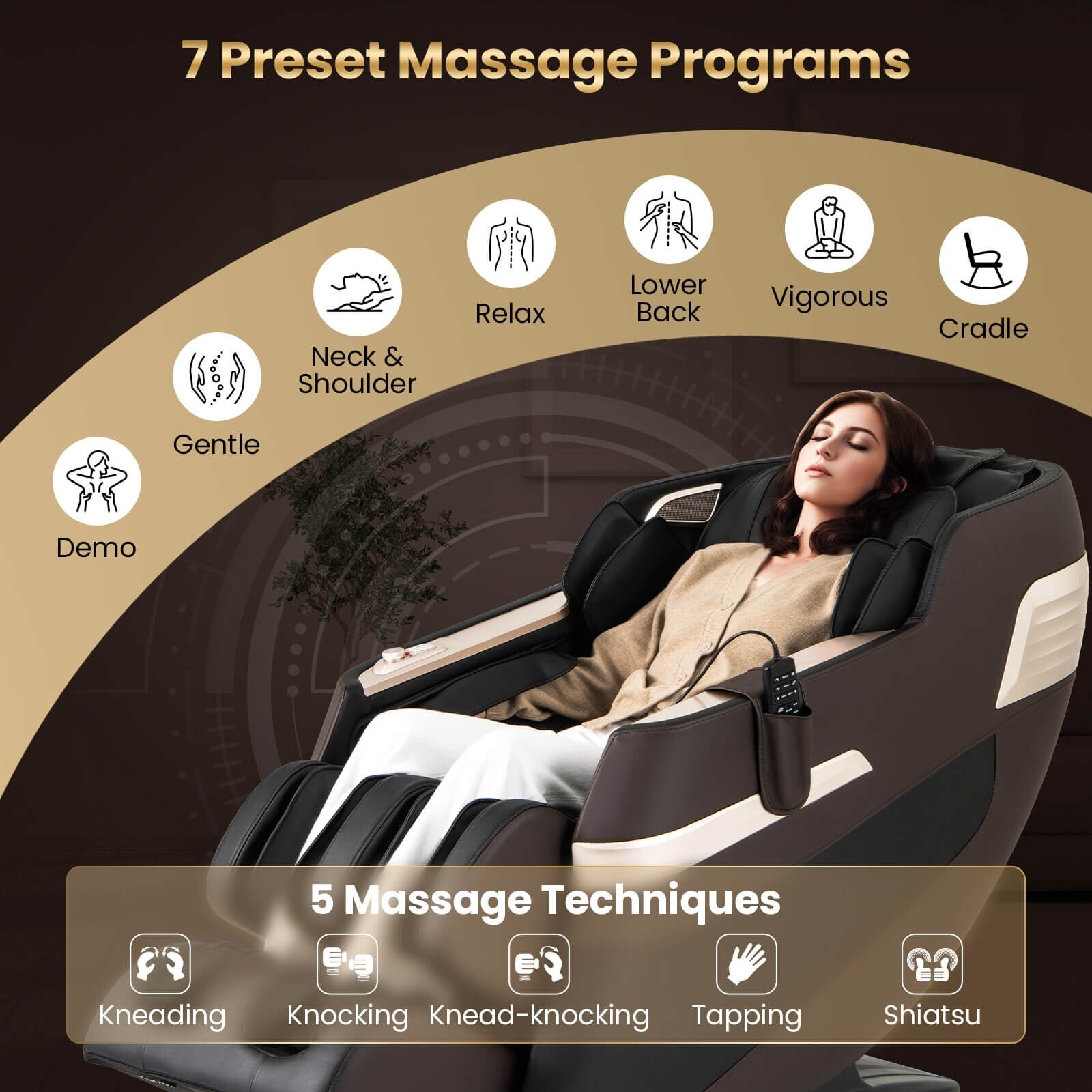 Fauteuil de massage complet Costway avec coussins gonflables, chauffe-taille et rouleaux pour les pieds