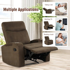 Fauteuil inclinable Costway, canapé simple, avec rangement pour accoudoirs et tasse