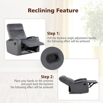 Fauteuil inclinable Costway, canapé simple, avec rangement pour accoudoirs et tasse