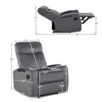 Fauteuil inclinable Costway, canapé simple, avec rangement pour accoudoirs et tasse