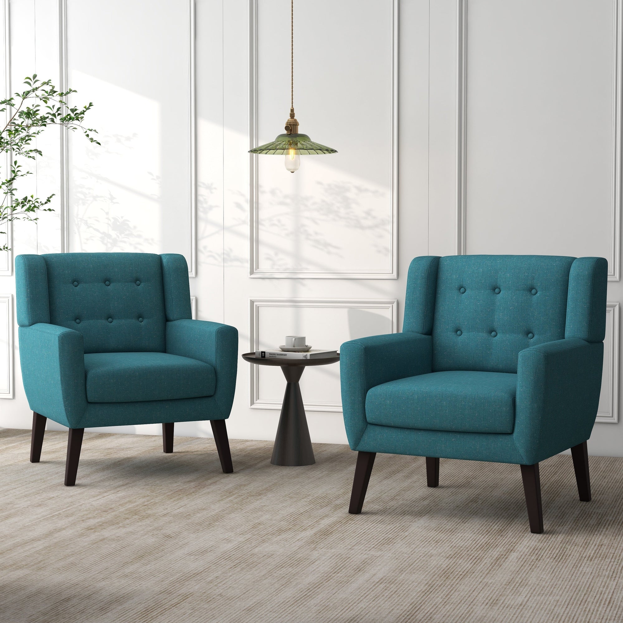 Cotton/ Linen Look Fabric Modern Accent Chair Armchair