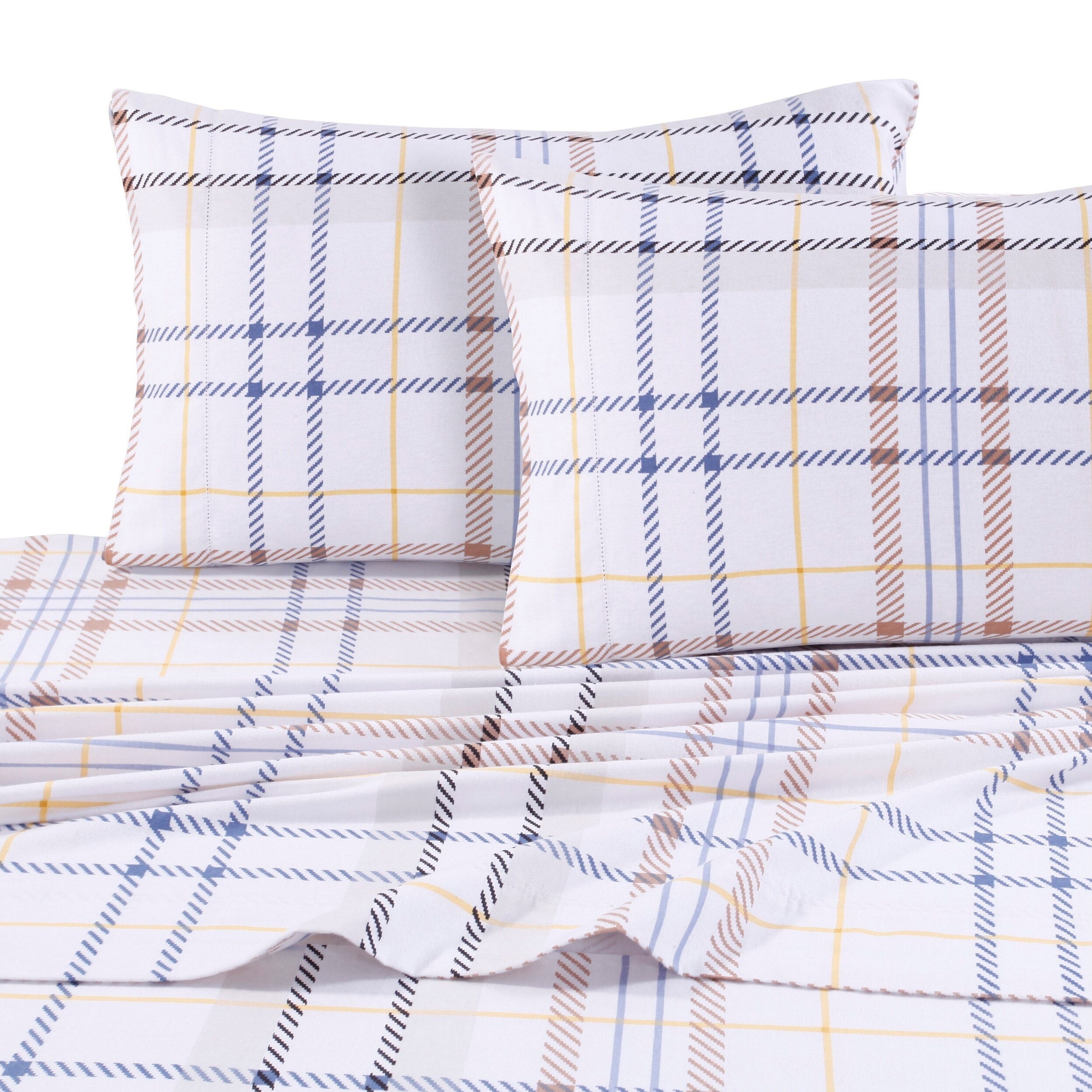 Parure de lit en flanelle de coton avec poche extra profonde et drap plat surdimensionné