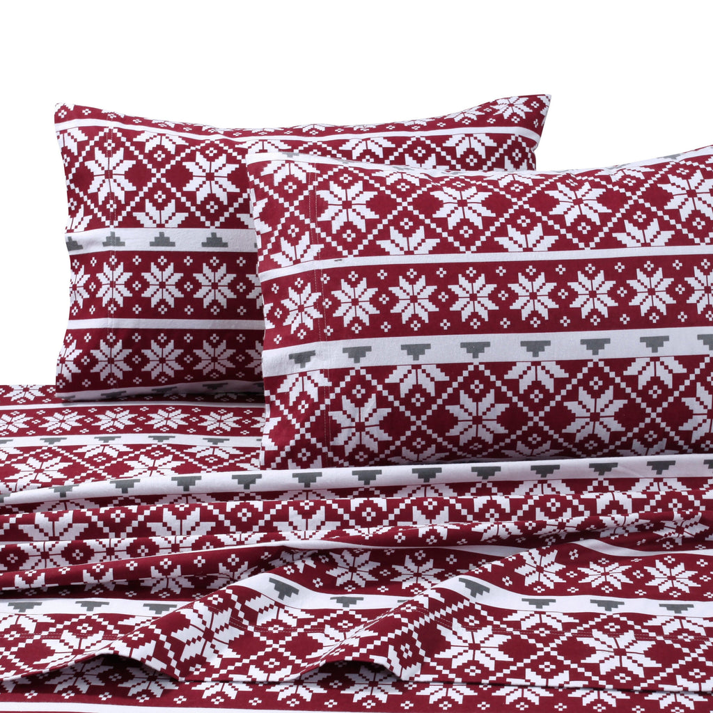 Parure de lit en flanelle de coton avec poche extra profonde et drap plat surdimensionné
