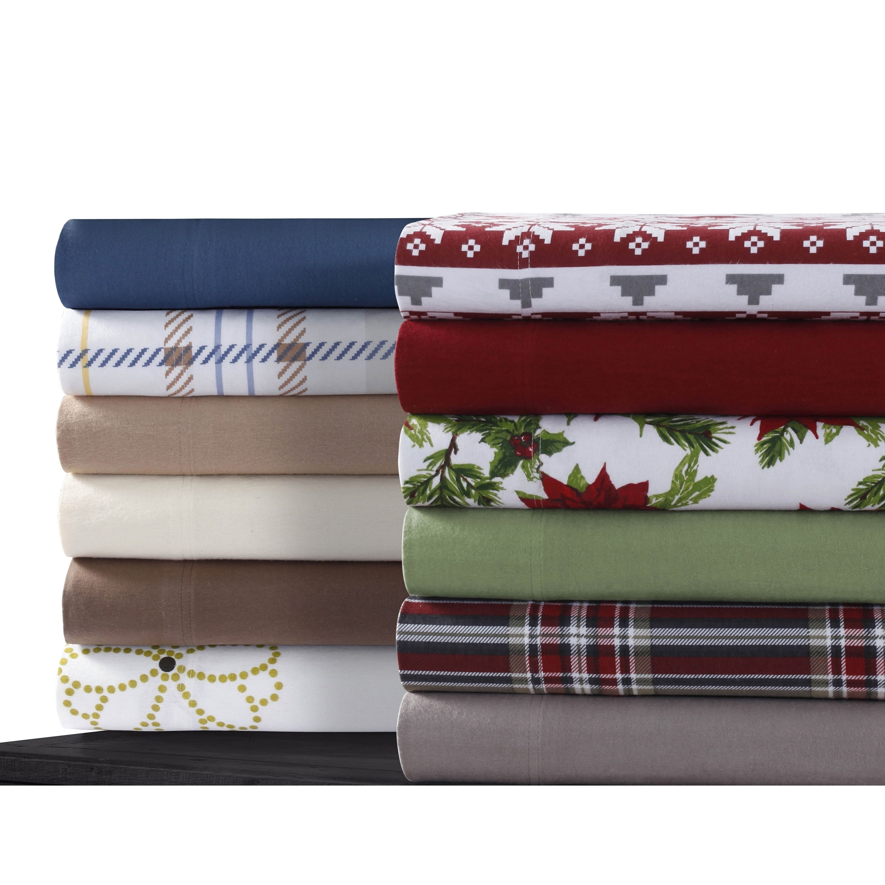 Parure de lit en flanelle de coton avec poche extra profonde et drap plat surdimensionné