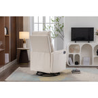 Fauteuil à bascule pivotant en coton et lin avec dossier et repose-pieds réglables