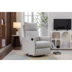 Fauteuil à bascule pivotant en coton et lin avec dossier et repose-pieds réglables