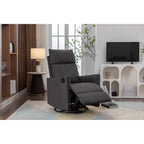 Fauteuil à bascule pivotant en coton et lin avec dossier et repose-pieds réglables