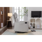 Fauteuil à bascule pivotant en coton et lin avec dossier et repose-pieds réglables