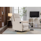 Fauteuil à bascule pivotant en coton et lin avec dossier et repose-pieds réglables