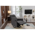 Fauteuil à bascule pivotant en coton et lin avec dossier et repose-pieds réglables