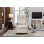 Fauteuil à bascule pivotant en coton et lin avec dossier et repose-pieds réglables