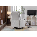 Fauteuil à bascule pivotant en coton et lin avec dossier et repose-pieds réglables