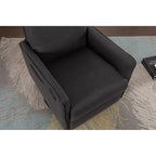 Fauteuil à bascule pivotant en coton et lin avec dossier et repose-pieds réglables