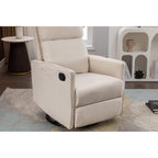 Fauteuil à bascule pivotant en coton et lin avec dossier et repose-pieds réglables