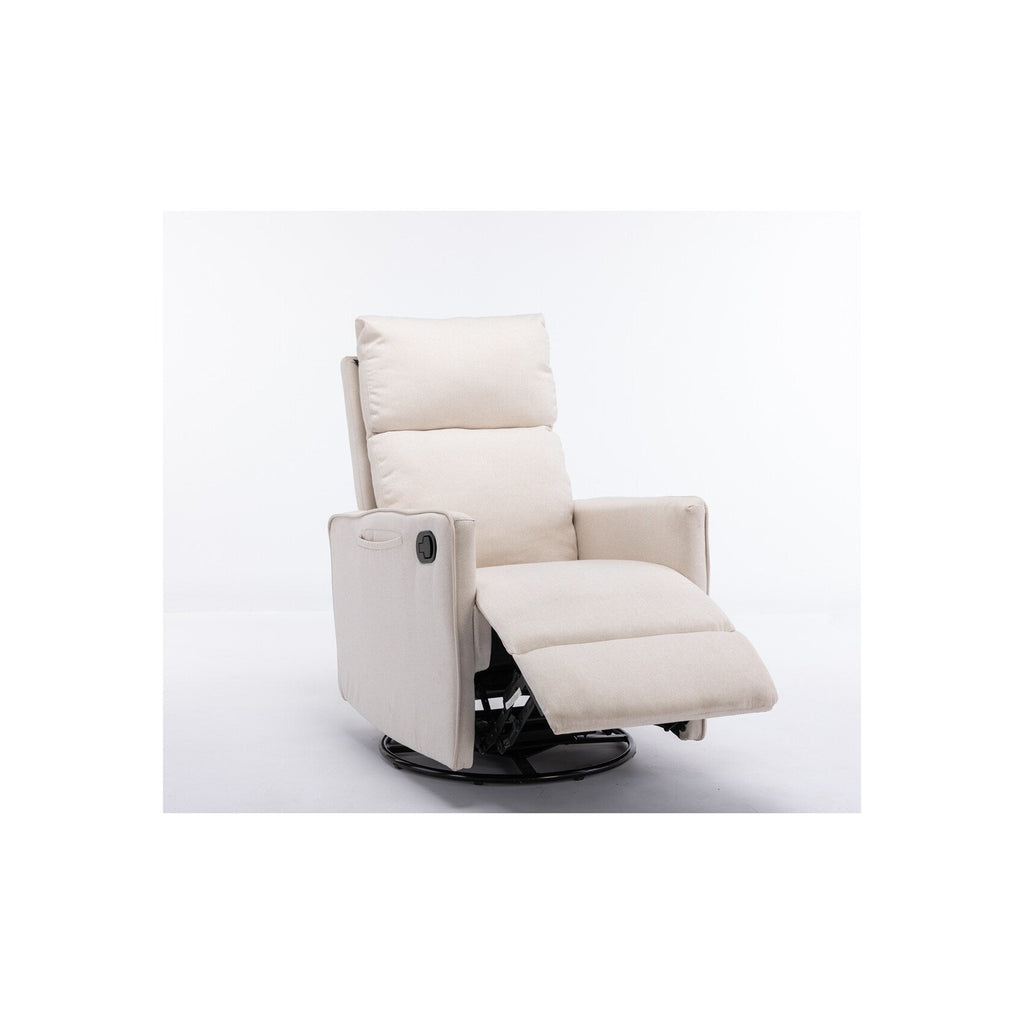 Fauteuil à bascule pivotant en tissu coton et lin