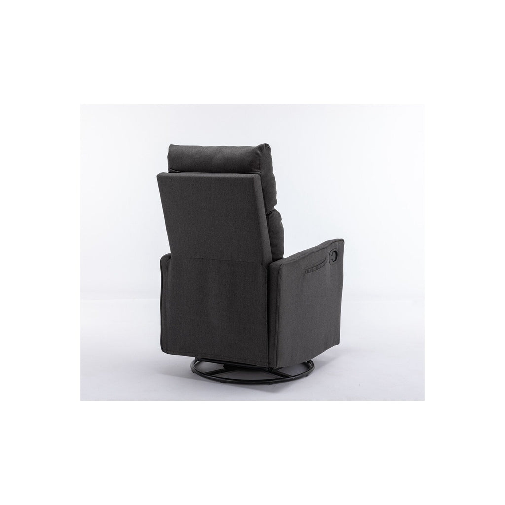 Fauteuil à bascule pivotant en tissu coton et lin
